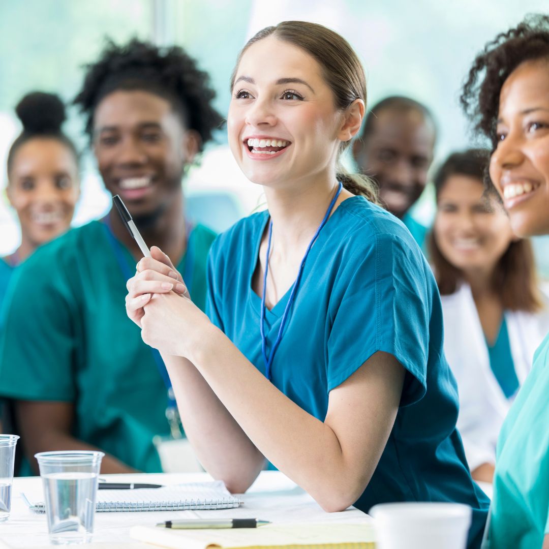 happy healthcare professional learning