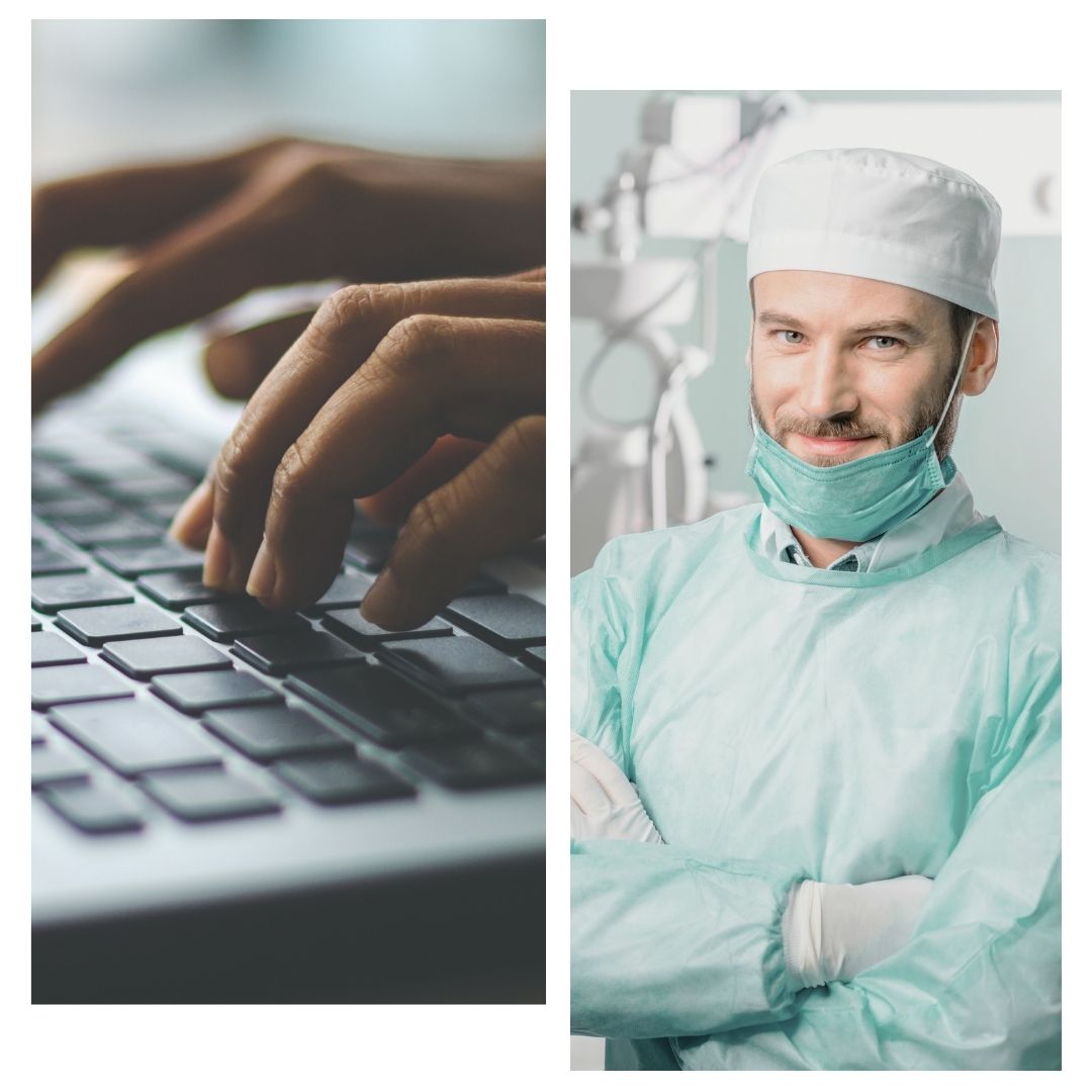 img of a surgeon and a laptop