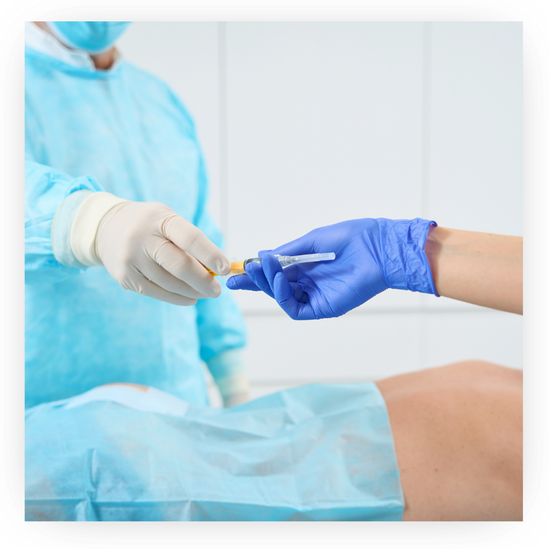 Surgical assistant handing a untensil